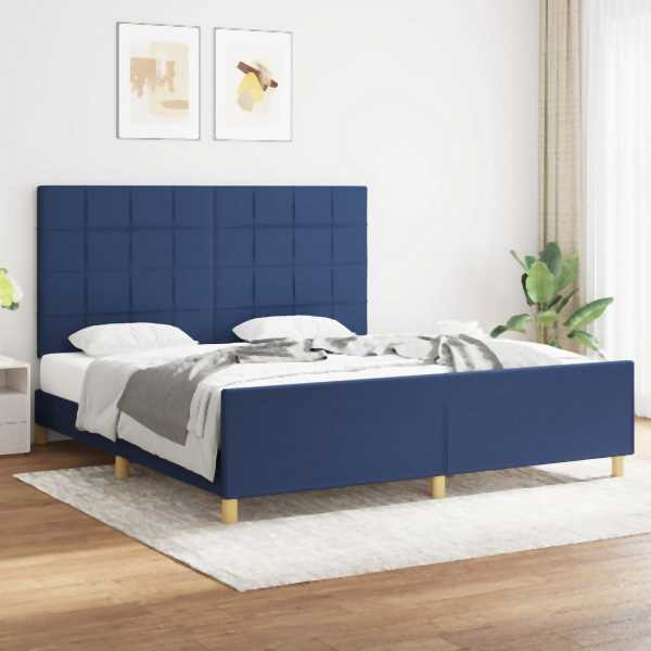 vidaXL Bettgestell mit Kopfteil Blau 180x200 cm Stoff, 3125079