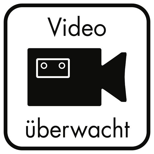 Moedel Video überwacht, Hinterglasaufkleber, Folie, doppelseitig, 125x125 mm, 60407