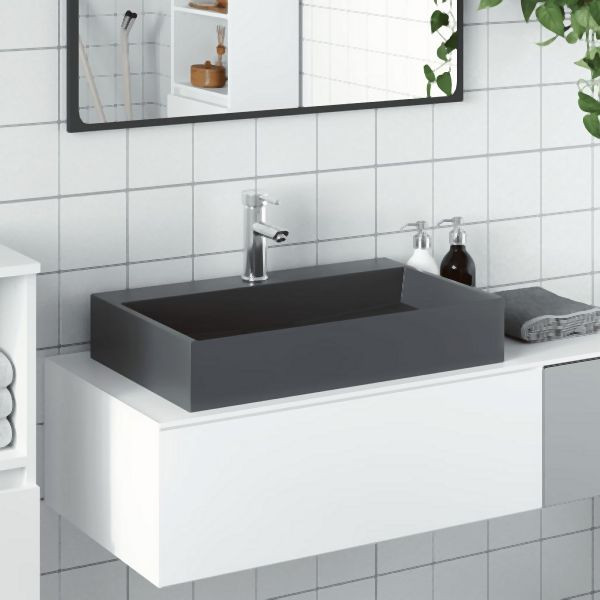 vidaXL Waschbecken 60x38x11 cm Mineralguss/Marmorguss Anthrazit, 155985