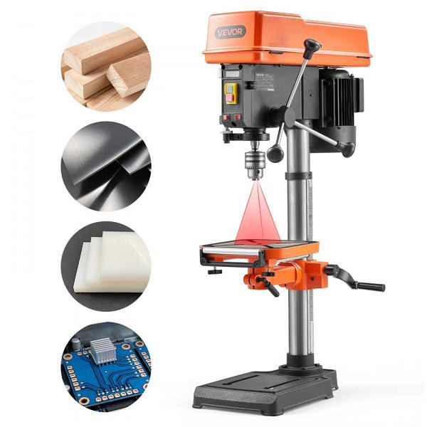 VEVOR Tischbohrmaschine 305 mm, 550 W, 340–2200 U/min, Neigbarer Tisch 45°, Laser & LED, für Holz- & Metallbearbeitung, TSZC550W33ABLIVJ5001V2