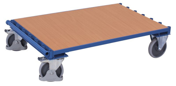 VARIOfit Plattenwagen ohne Bügel, Ladefläche: 1.200 x 800 mm, RAL 5010 enzianblau, Radsatz: Bereifung aus Gummi, sw-1282