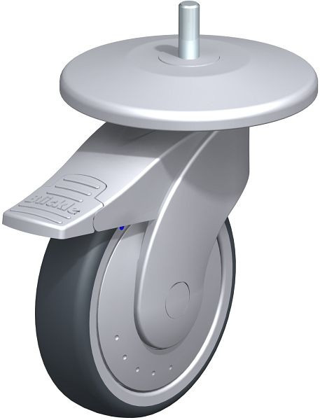 Blickle LWGX-TPA 126XK-11-FI-FK-AMGX125 Kunststoff-Lenkrolle WAVE, rostfrei, mit Abweisrad & Feststeller, Thermoplastisches Gummi-Elastomer, Grau, 849770