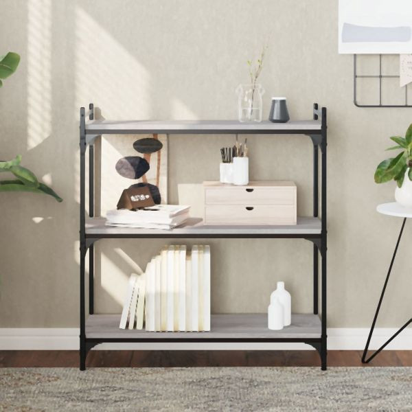 vidaXL Bücherregal 3 Böden Grau Sonoma 80x30x86 cm Holzwerkstoff, 837670