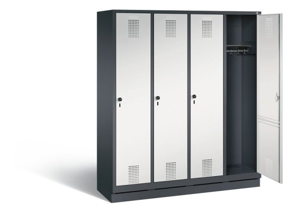 C+P Garderobenschrank Evolo, H1800xB1590xT500mm, Farbe: Schwarzgrau / Lichtgrau, 48020-42 S10053