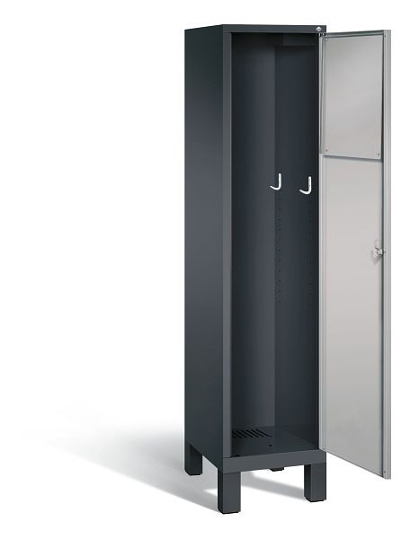 C+P Wäsche-Sammelschrank Evolo, H1850xB420xT500mm, Farbe: Schwarzgrau / Weißaluminium, 48070-210 S10131