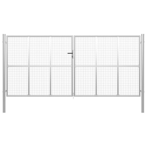 vidaXL Gartentor Verzinkter Stahl 415 x 250 cm Silbern, 144303