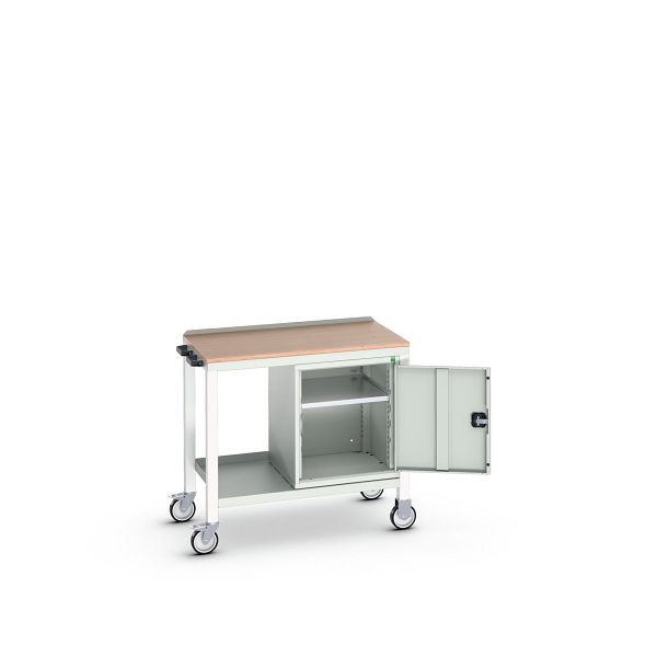 bott verso mobiler Beistelltisch, mit Unterbauschrank und Multiplex-Platte, BxTxH: 1000 x 600 x 930 mm, Lichtgrau / Lichtgrau, 16922803.16