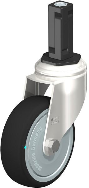 Blickle LKRXA-PATH 101KD-11-FK-EXV13 Edelstahl-Apparate-Lenkrolle mit Expander, Thermoplastisches Polyurethan, Grau, 853462