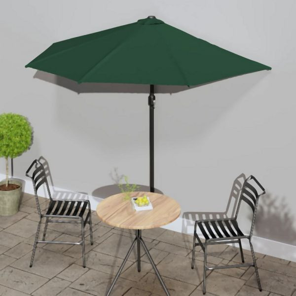 vidaXL Balkon-Sonnenschirm mit Alu-Mast Grün 270x144 cm Halbrund, 44588