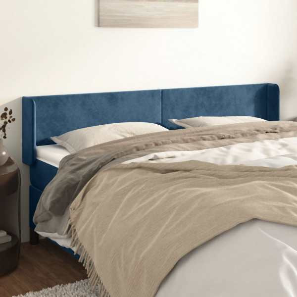 vidaXL Kopfteil mit Ohren Dunkelblau 163x16x78/88 cm Samt, 3118546