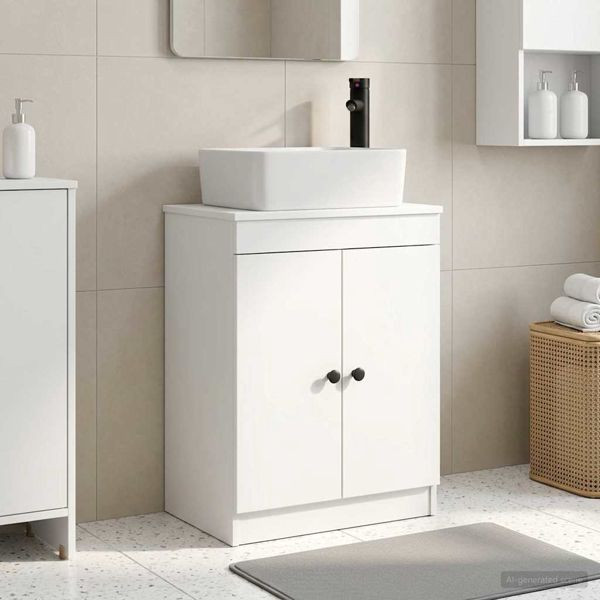 vidaXL Badezimmerschrank mit Waschbecken Weiß 54 x 35 x 83 cm, 890130