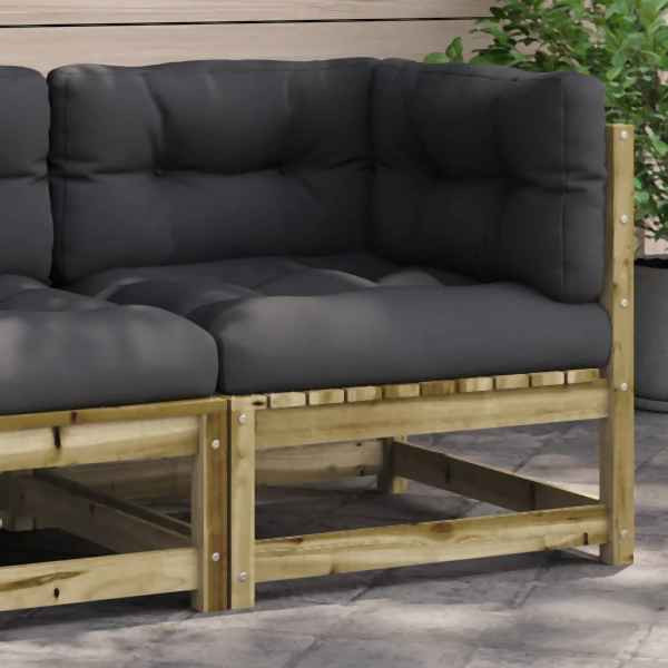 vidaXL Garten-Ecksofa mit Kissen Kiefernholz Imprägniert, 838068