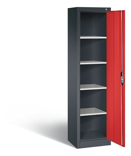 C+P Büroschrank Acurado, H1950xB502xT400mm, Farbe: Schwarzgrau / feuerrot, Muldengriff, 5 OH, 9234-000 S10260