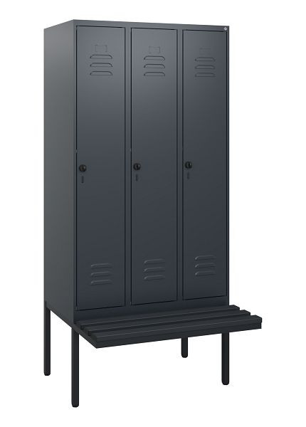 C+P Umkleidespind Classic PLUS, 3 Abteile, 1950x900x815mm, 7016/7016, Drehriegel, 0800405-30 S10042