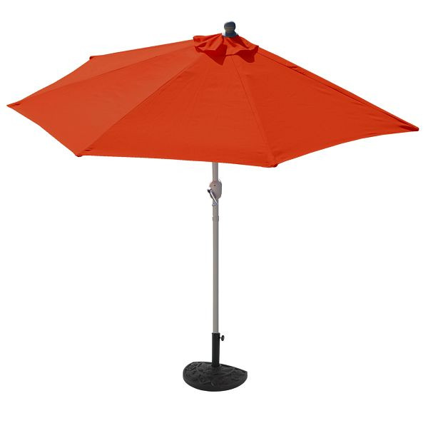 Mendler Sonnenschirm halbrund Parla, Halbschirm Balkonschirm, UV 50+ Polyester/Alu 3kg, 270cm terracotta mit Ständer, 35120+35128