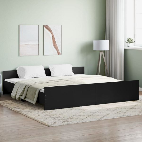 vidaXL Bettgestell mit Kopf- und Fußteil Schwarz 200x200 cm, 3203734