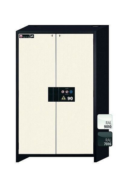 asecos Sicherheitsschrank Q-CLASSIC-90, Q90.195.120.MV in reinweiß RAL 9010 mit 6x Auszugswanne Standard (Edelstahl), 34214-050-33546