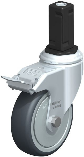 Blickle LKRA-TPA 101K-11-FI-FK-EV14 Apparate-Lenkrolle mit Expander & Feststeller, Thermoplastisches Gummi-Elastomer, Grau, 847873