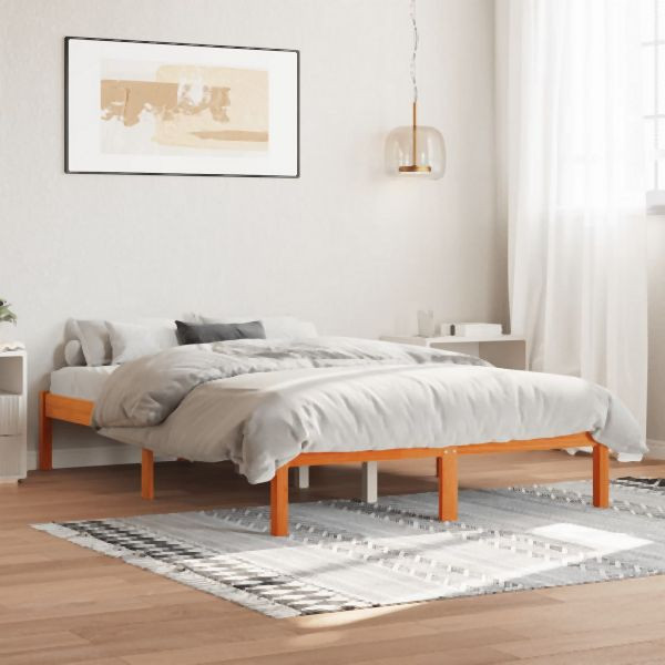 vidaXL Massivholzbett ohne Matratze Wachsbraun 120x190 cm Kiefernholz, 844839