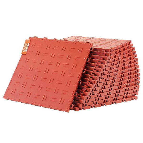 VEVOR Garagen-Bodenbeschläge, 305 x 305 x 13,4 mm, 25er-Set Industrieboden, rutschfeste doppelseitige Struktur-Garagenboden, Rot, CKDDHSJ251212BWPIV0