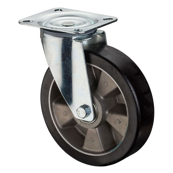 BS Rollen Transportrolle, Rad-Breite 40 mm, Rad-Ø 125 mm, Tragfähigkeit 200 kg, Lauffläche Guss-Polyurethan, Radkörper Aluminium, Kugellager, LS400.B91.125