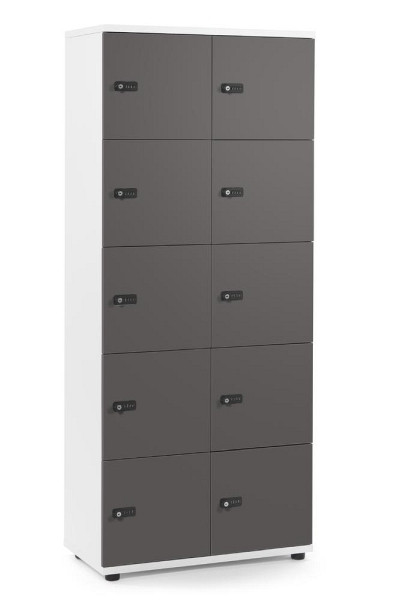Deskin Schließfachschrank OFFICE-LINE mit 10 Fächern, Anthrazit, 800 x 420 x 1890 mm, ohne Posteinwurf, 290094
