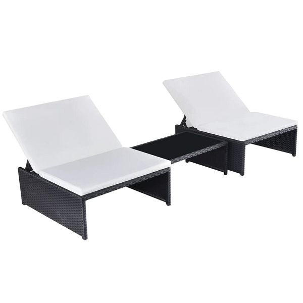 vidaXL Outdoor-Lehnstühle 2 Stück mit Tisch Schwarz Poly-Rattan, 43069