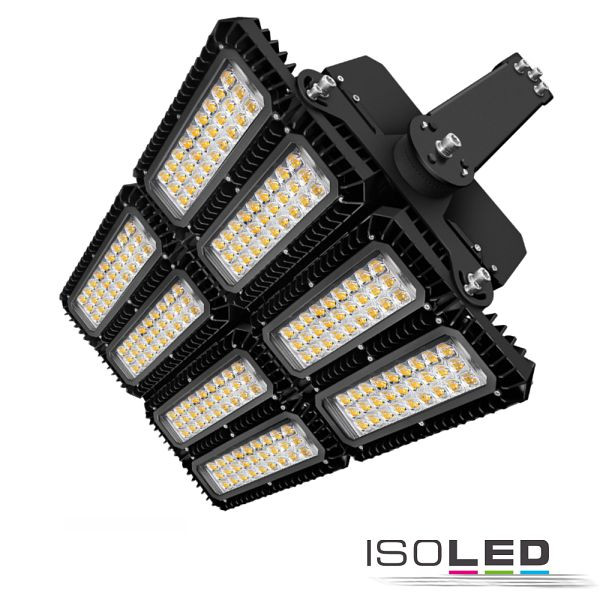 ISOLED LED Flutlicht 900W, 130x40° asymmetrisch, variabel, DALI dimmbar, warmweiß, IP66 (ext. Trafo), 116280