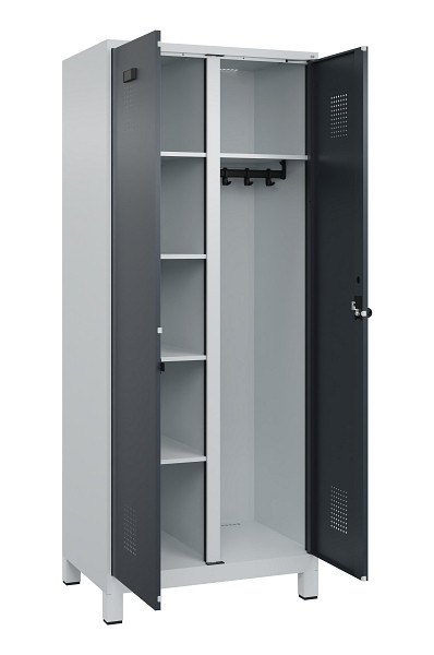 C+P Wäsche-/Garderobenspind Evolo PLUS, mit Füßen, 2 Abteile, 1950x800x500mm, 7035, RAL 7016 Anthrazitgrau, Drehriegel, 049610-22 S10012
