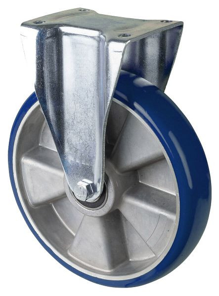 BS Rollen Schwerlastrolle Bockrolle, Polyurethanrad 83 Shore, Aluminiumfelge, Kugellager, Platte, Durchmesser: 250 mm, N110.B92.250