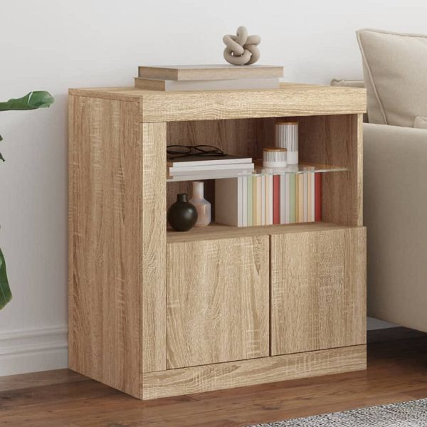 vidaXL Sideboard mit LED-Leuchten Sonoma-Eiche 60,5x37x67 cm, 836618