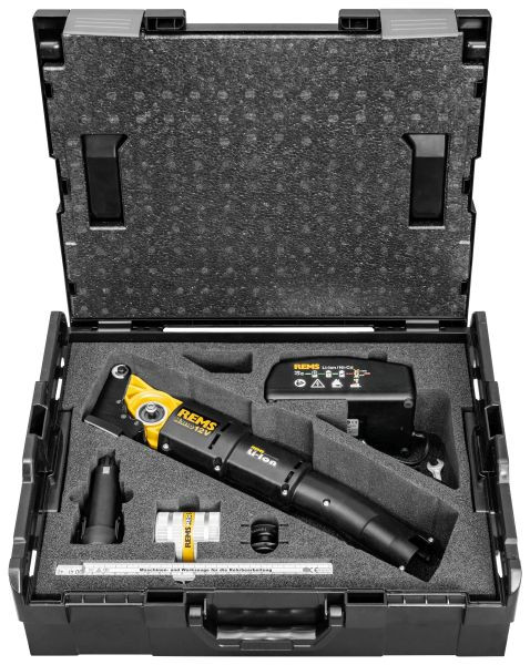REMS Akku-Nano Super-Pack L-Boxx, Elektrischer Rohrabschneider zum schnellen, rechtwinkligen Trennen von Rohren Dm. 10 - 40 mm, ohne Außengrat, 844X01 R220