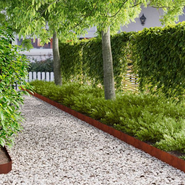 vidaXL Raseneinfassung 30-teilig 103 x 15 cm Metall Rostig, 8008264