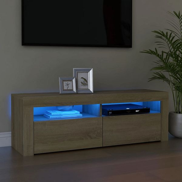 vidaXL TV-Schrank mit LED-Leuchten Sonoma-Eiche 120x35x40 cm, 804313