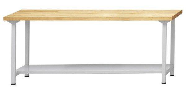 ANKE Werkbänke Arbeitstisch; 2000 x 700 x 850 mm; RAL 7035; Kunststoffschichtplatte 50 mm; Ablageboden aus Stahlblech 500 mm tief, 400.322