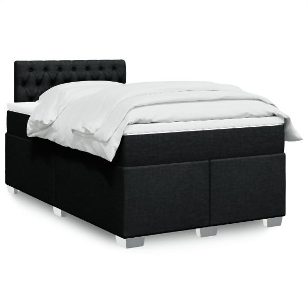 vidaXL Boxspringbett mit Matratze Schwarz 120x200 cm Stoff, 3285864