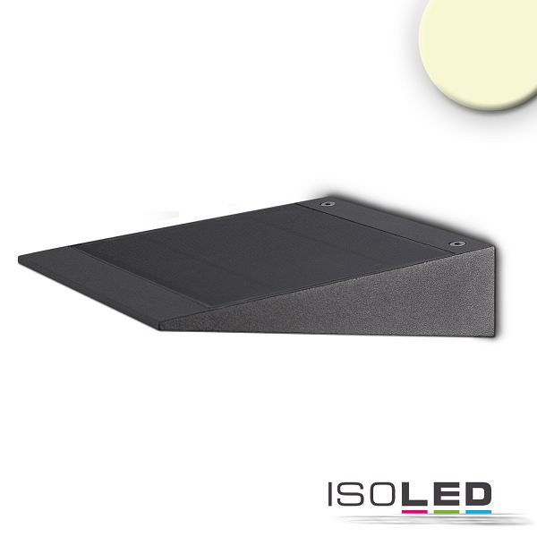ISOLED LED SOLAR Wandleuchte mit HF-Bewegungs- u. Helligkeitssensor, 2W, IP54, warmweiß, 114542