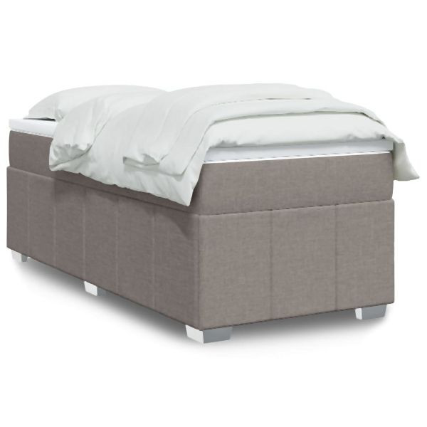 vidaXL Boxspringbett mit Matratze Taupe 90x200 cm Stoff, 3285446