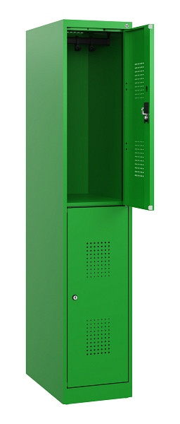 C+P Doppelstöckiger Spind Evolo PLUS, 2 Fächer, 1530x300x500mm, 6037/6037, Zylinderschloss, 0493005-10 S10078