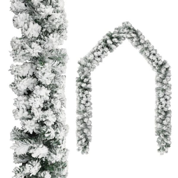 vidaXL Weihnachtsgirlande mit Schnee Grün 20 m PVC, 320969