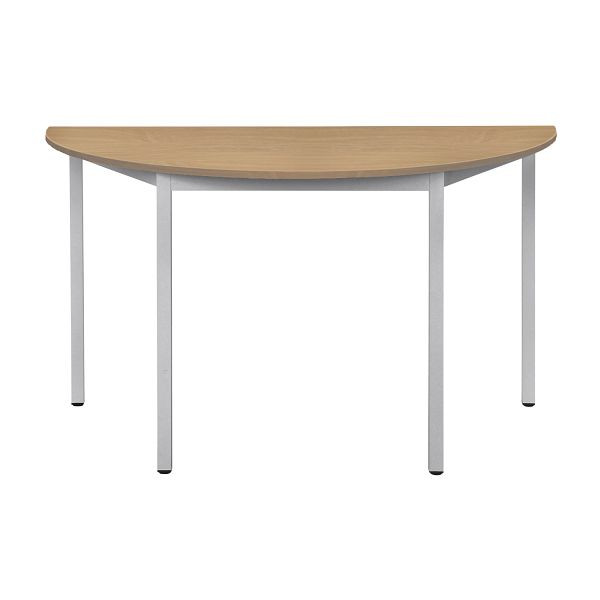 Bisley Mehrzwecktisch, Halbrund, Breite 1400 mm, Tiefe 700 mm, 25mm Tischstärke, 300 aluminium x BC buche, MTC25H1407BC300
