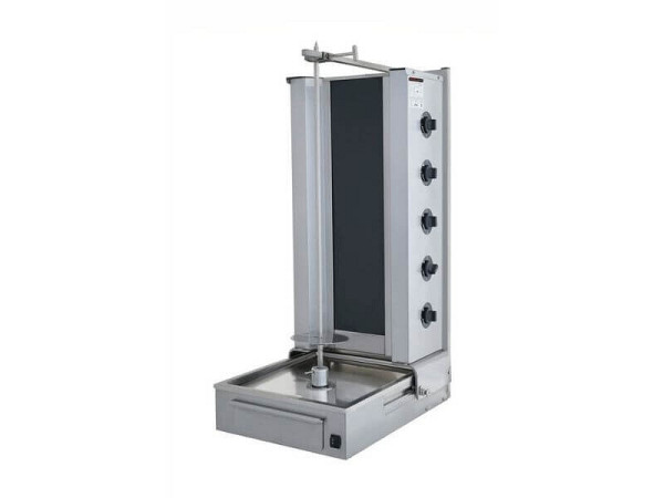 SGS Gastro Elektro Gyrosgrill, Dönergrill mit Motor unten, 5 Brenner, max. 80 kg, inkl. Flügeltüren, DS47