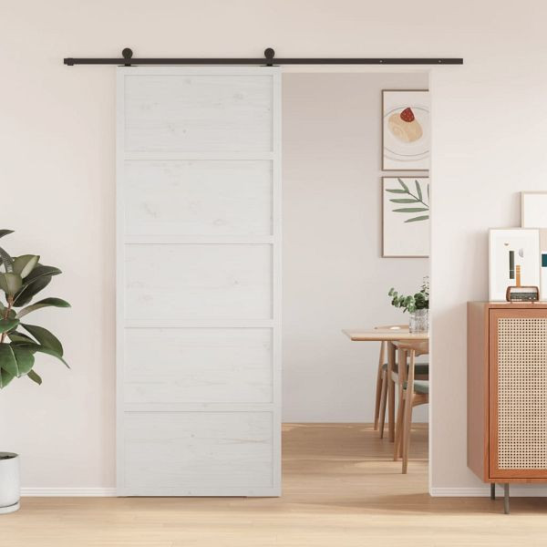vidaXL Scheunentür Weiß 80x208 cm Massivholz Kiefer, 850636