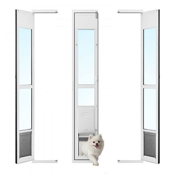 VEVOR Hundeklappe für Glasschiebetüren, Höhenverstellbar 1927-2049 mm, Aluminiumrahmen, Abschließbar, für Mittelgroße Hunde, XZMLXCKJBLMGN8VU7001V0