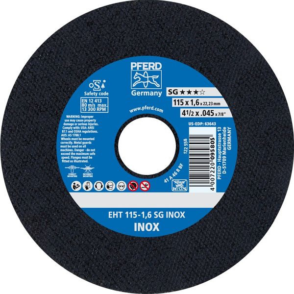 Pferd Trennscheibe EHT 115-1,6 SG INOX, VE: 25 Stück, 61340424