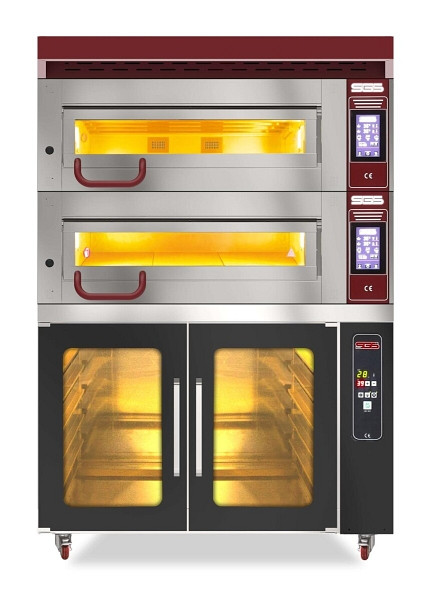 SGS Gastro Bäckerei-& Konditoreiofen, 2 Backkammern mit Dampfsystem, Inkl. Haube & Gärschrank, 18 kW, MD8002B