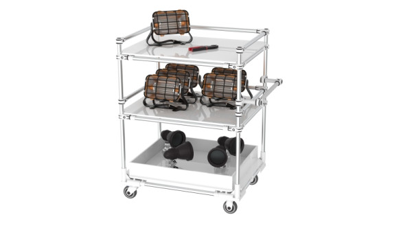 TRILOGIQ 3-stöckiger Regal-Trolley mit integrierter Aufbewahrung 49A, 49A-10