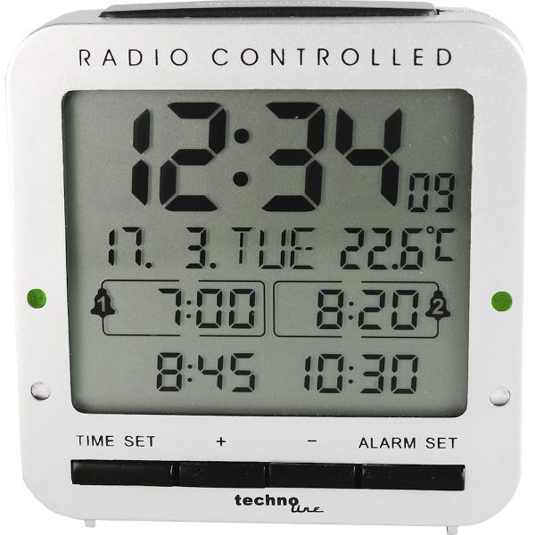 Technoline Funkwecker, DCF-77 Funkuhr mit manueller Einstelloption, Abmaße: 80 x 80 x 30 mm, WT 245