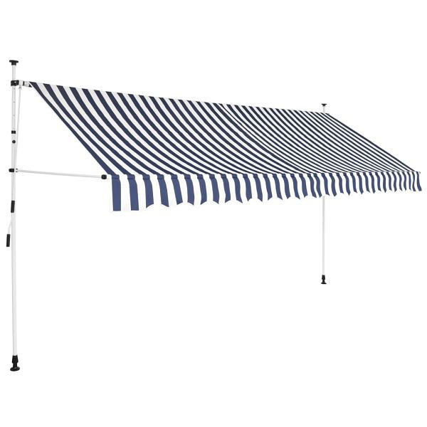 vidaXL Einziehbare Markise Handbetrieben 400 cm Blau/Weiß Gestreift, 43224