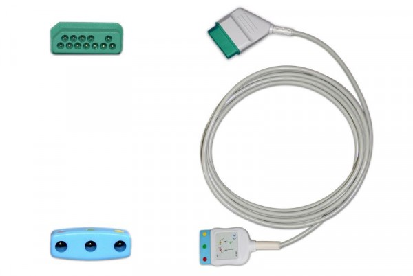 Golmed 3-adriges EKG-Stammkabel mit 1,5 mm DIN-Buchse, zu Nihon Kohden, 15-3-NK